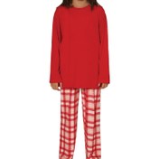 Resim Kız Çocuk Ekose Desenli Pijama Takımı Kırmızı 