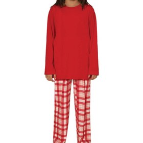 Resim Kız Çocuk Ekose Desenli Pijama Takımı Kırmızı 