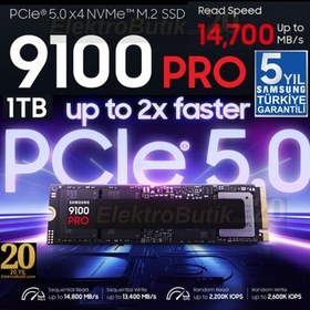 Resim Samsung 9100 Pro MZ-VAP1T0BW 1TB 14700/13300MB/SN Pcıe Nvme M.2 SSD 5 YIL SAMSUNG TURKIYE GARANTILI 