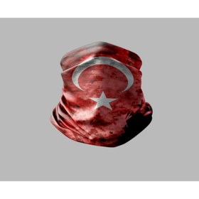 Resim Buffalo Türk Bayrağı Tasarımlı Motorcu Buff Maske Outdoor Boyunluk Unisex Bandana 