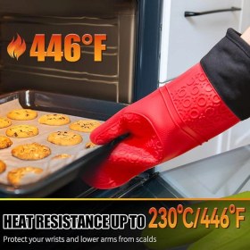 Resim 3b Trend 2 Adet Silikon Yanmaz Yapışmaz Isı Yalıtımlı Mutfak Fırın Eldiveni Kırmızı Kırmızı 