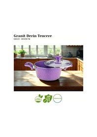 Resim 18 Cm Granit Derin Tencere Cam Kapak - Violet Violet 