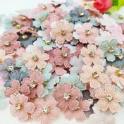Resim 100 adet Parıldayan Taşlı Çiçek Aplikeleri, 2.3cm - DIY Giysiler, Şapkalar, Saç Aksesuarları & El İşleri için Karışık Renkler 