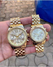 Resim Genel Markalar M Kors Model " Sevgili Saatleri " Metal Kordon " Çift Saatleri Roma Rakamlı Kol Saati 