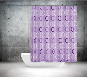 Resim Banyo Perdesi 1x180x200 Tek Kanat Duş Perdesi Halka Hediyeli Duşakabin Perdesi 5033 Lila 