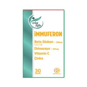 Resim İmmuferon Beta Glucan 200 mg, Ekinezya 120 mg, Vitamin C, Çinko 30 Kapsül 