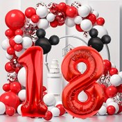 Resim Disney Mickey Mouse 40 İnç Kırmızı Numara Balonu, Mini Fare Başlı Balonlar Çeşitli Stillerde, Büyük Siyah ve Kırmızı Numara Balonları Doğum Günü Partisi Dekorasyonu ve Okula Dönüş Kutlamaları İçin 