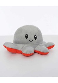 Resim Mod Değiştiren Ahtapot Duygulu İki Yüzlü Peluş Oyuncak 20 Cm Hediyelik Uyku Arkadaşı Kırmızı 