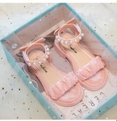 Resim Siyah Kızlar Sandalet Tatlı Yumuşak Çocuk Plaj Ayakkabısı Çocuklar Yaz Sandalet Prenses Moda Sevimli Yüksek Kalite Siyah 
