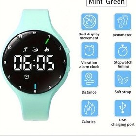 Resim Fochsia Nane Yeşili Çocuk Saati: Çift Ekranlı, Alarmlı, Şarj Edilebilir, Silikon Kordon Diğer 