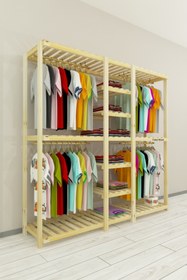 Resim Fokai Wood Grande Quatro Açık Ahşap El Yapımı Elbise Dolabı 