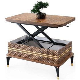 Resim Akıllı Laptop Sehpa Yemek Masası Orta Sehpa Koyu Ceviz-Antrasit 