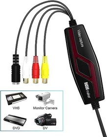 Resim Video Yakalama Kartı USB 2.0, RCA - USB Video Yakalama Cihazı, Mac OS X Windows 7 8 10 PC, One Touch VCR TV'den DVD'ye Dijital Dosyaları Kaydetmek için Dijital Video Dönüştürücü 
