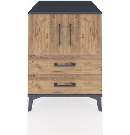 Resim Kronos Komodin 2 Raflı 2 Çekmeceli 2 Kapaklı 60x59x80 Antrasi... Antrasit 