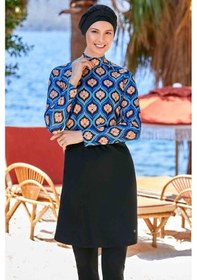 Resim Rozamay Likra Tam Kapalı Tesettür Mayo Leah 9233 Siyah Siyah 