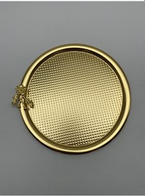 Resim 2'li Japon Güllü Yuvarlak Gold Çay Ve Kahve Sunum Tepsisi 22cm 