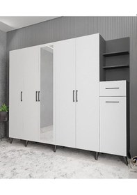 Resim Açelya Portmanto Vestiyer Füme Beyaz M7-270 cm 