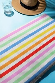 Resim Dijital Baskı Plaj Deniz Havlusu Renkli Çizgiler Desenli Peştamal HVL0205 