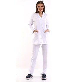 Resim Doktor Öğretmen Kadın Önlük Ceket Boy Ceket Yaka - 171 Beyaz-7038 