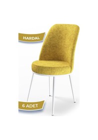 Resim Canisa Concept Dexa Serisi Hardal Renk 6 Adet Sandalye, Renk Hardal, Ayaklar Beyaz Hardal 