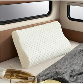 Resim Honeybeeshop Beyaz 50x30cm Kontur Boyun Yastığı Yavaş Geri Dönüşlü Yıkanabilir Omurga Desteği 