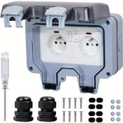 Resim AXOTEN AC 250V Gösterge Işığı Anahtarı ile Flip-Top Elektrikli Soket Kutusu, Mutfak, Banyo, Bahçe Duvar Soketleri için 16A Çift Soket Kutusu - Pil Gerektirmez, Kolay Kurulum, Banyo Soket Kutusu, AXOTEN 