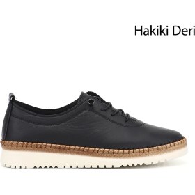 Resim Gönderi(r) Kadın Siyah Bağcıklı Hakiki Deri Comfort Ayakkabı 