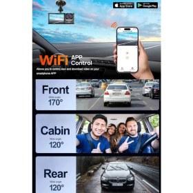Resim İlkyaz Fashion 1080P Wifi Full Hd Araç Içi Kamera Arka Ön Iç Kayıt 3 Kamera Gece Görüşlü Gsensör Geniş A 