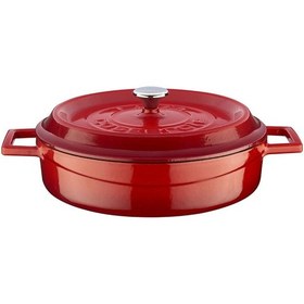 Resim Lava Döküm Çok Amaçlı Yayvan Tencere Çap Ø 24 Cm. Trendy Serisi - Kırmızı Kırmızı 