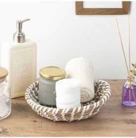 Resim Porsima 15294 Yuvarlak Hasır Sepet Düzenleyici Ekmeklik - Beyaz 