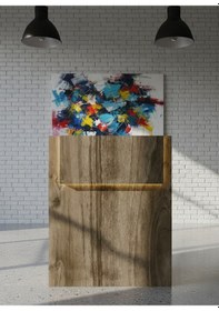 Resim Resital Ledli Karşılama Bankosu G-90 Cm Ofis Kasa Resepsiyon Masası Banko-003-2-2 