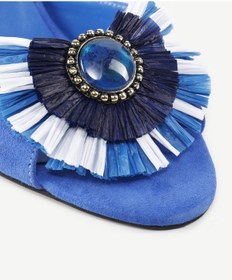 Resim Yargıcı Rafya Aksesuar Detaylı Topuklu Sandalet Saks 