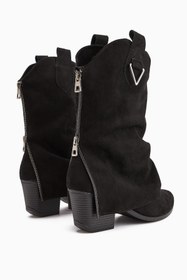 Resim Limoya Peggy Siyah Süet Kadın Topuklu Western Çizme 