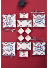 Resim Piatti Naturali 12 Parça 4 Kişilik Çini Kahvaltı Takımı Handmade Sunum Set Çok Renkli 