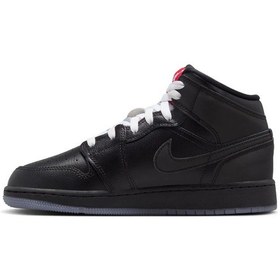 Resim Nike Air Jordan 1 Mid Bg Çocuk Basketbol Ayakkabısı Siyah 