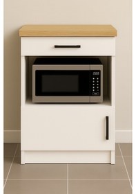 Resim Dora Çok Amaçlı Dolap - Mikrodalga - Erzak - Mutfak - Kiler Dolabı - 60 Cm Beyaz - Atlantik Çam 