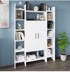 Resim Kalender Dekor İsmar-130 Raflı Kapaklı Kitaplık İsm01 