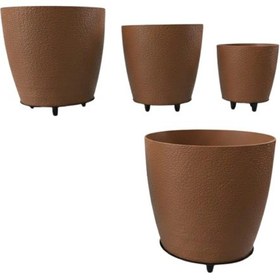 Resim 4lü Vazo Kahverengi Renkli 