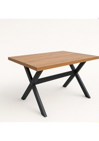Resim Suntalam X Metal Ayak Bahçe Mobilyası Masa 70x110cm Ceviz 