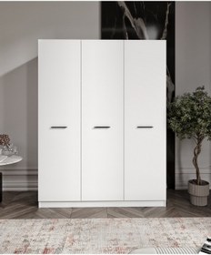 Resim Mdf 3 Kapaklı Bazalı 9 Bölmeli Yüklük-dolap Tamamen Mdf Dolap 