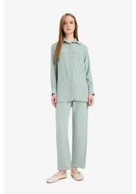 Resim Defacto Relax Fit Basic Düz Uzun Kollu Gömlek Tunik D2991ax25smkh434 Haki 