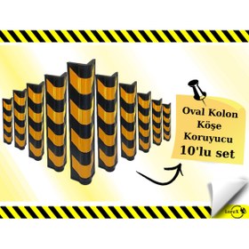 Resim LOREX Oval Kolon Köşe Koruyucu - Otopark Köşe Koruyucu Kauçuk (10adet) 