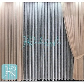 Resim Tül Perde Örme Kumaş Nokta Desen Krem 