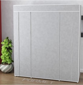 Resim Genel Markalar Metal Profilli Bez Dolap Portatif Bez Dolap Çift Yandan Raflı SİYAH 