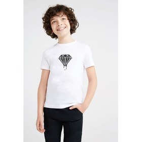 Resim Silhouette Diamond Baskılı Unisex Çocuk Beyaz Tshirt 