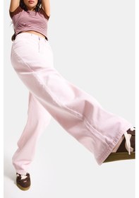 Resim Itsbasic Kadın Pembe 3s6-98 Loose Fit Orta Bel %100 Koton Denim Jean 