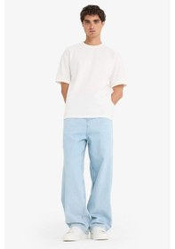 Resim Defacto Skater Fit Geniş Paça Jean Yıkamalı Pantolon F5668ax25aunm39 Mavi 
