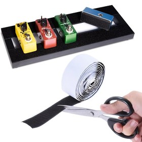 Resim 2 adet Gitar Pedal Panosu Montaj Bandı, Elektrik Gitar Efekt Pedalı için Güçlü Yapışkanlı Polyester Elyaf Şeritler, 5cm x 100cm Siyah Pedal Panosu Bağlantı Aksesuarları 