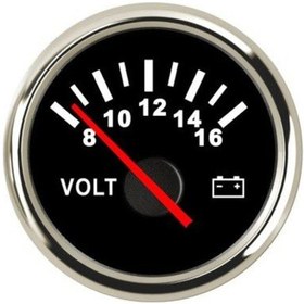 Resim Voltmetre Siyah Çap 52Mm 12V Tekne Yat Siyah 