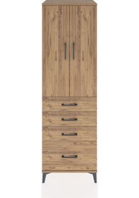 Resim Hyperion Dolap 3 Raflı 4 Çekmeceli 2 Kapaklı 60x44x195 Çam-çam Çam 